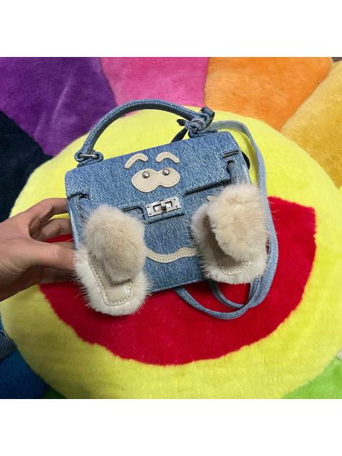 Readymade Distressed Denim Plush Monster Crossbody Bag