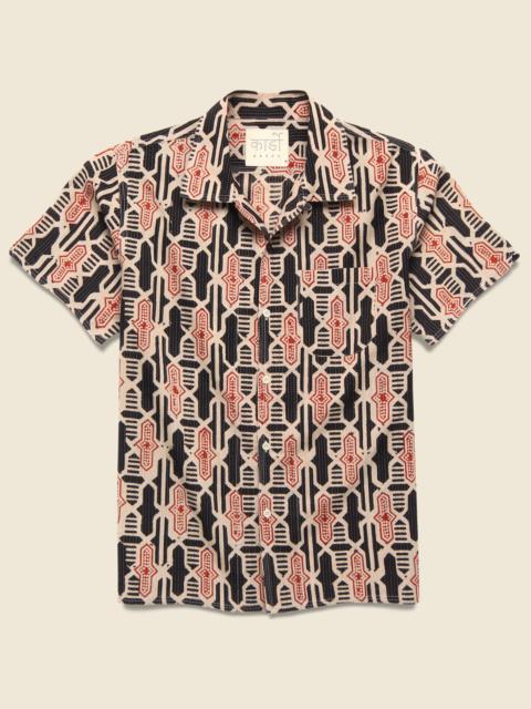 KARDO Geo Tile Block Print Shirt - Black