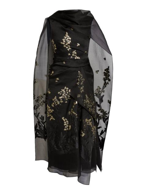 Erdem Embellished Sheer Silk-Blend Cocktail Dress black