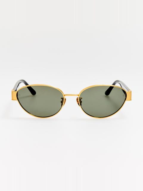 LINDA FARROW Sheri Sunglasses in 22K Gold and Grey