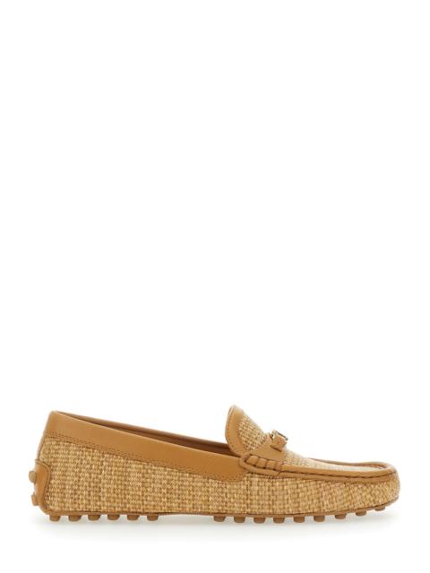 Tod's Tod's Women Raffia Loafers Beige With Rounded Toe In Cotton Women