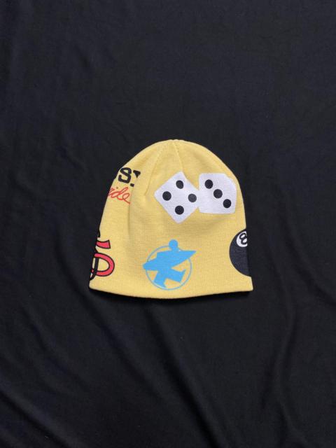 Rare Stussy Mixed Logo No Cuff Knit Skull Cap Yellow Beanie