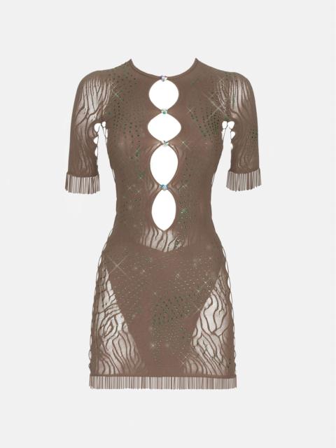 POSTER GIRL RHINESTONED MIRANDA DRESS TRUFFLE