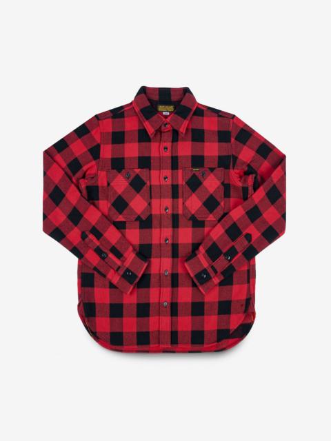 Iron Heart ULTRA HEAVY FLANNEL BUFFALO CHECK WORK SHIRT - RED/BLACK