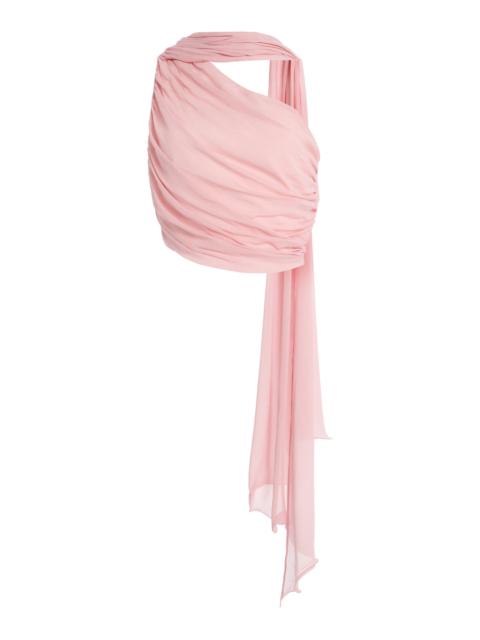 POSSE Solene One-Shoulder Chiffon Top pink