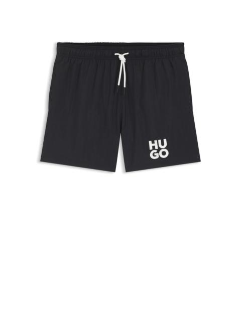 HUGO QUICK-DRY SWIM SHORTS WITH PRINTED STACKED LOGO