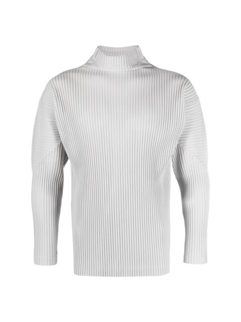 plissé-effect high-neck jumper