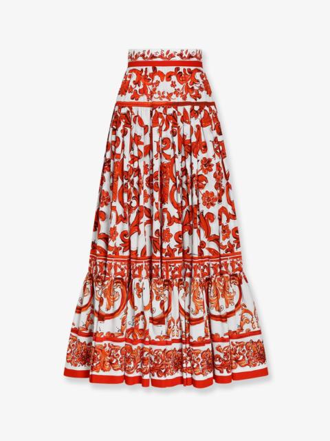 Dolce & Gabbana Dolce & Gabbana Women Cotton Skirt With Maiolica Print