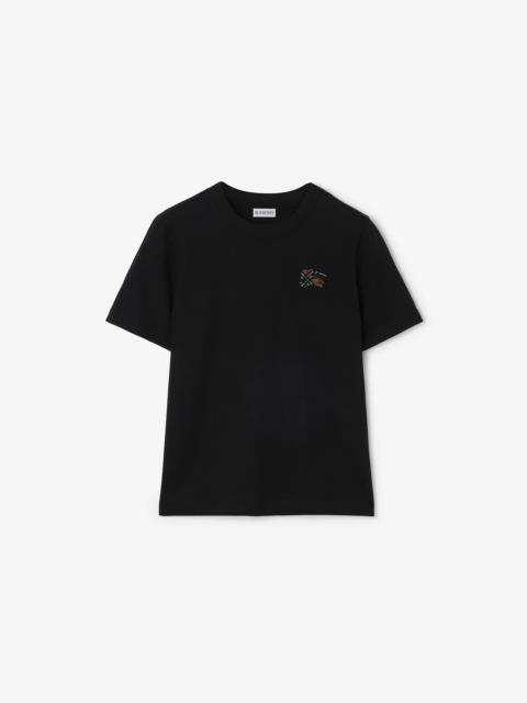 Burberry Burberry Cotton T-shirt With Knight Check Black
