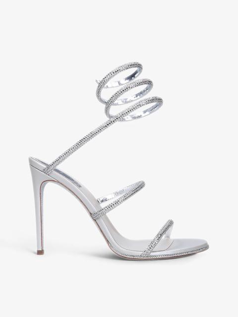 RENE CAOVILLA Cleo crystal-embellished leather heeled sandals