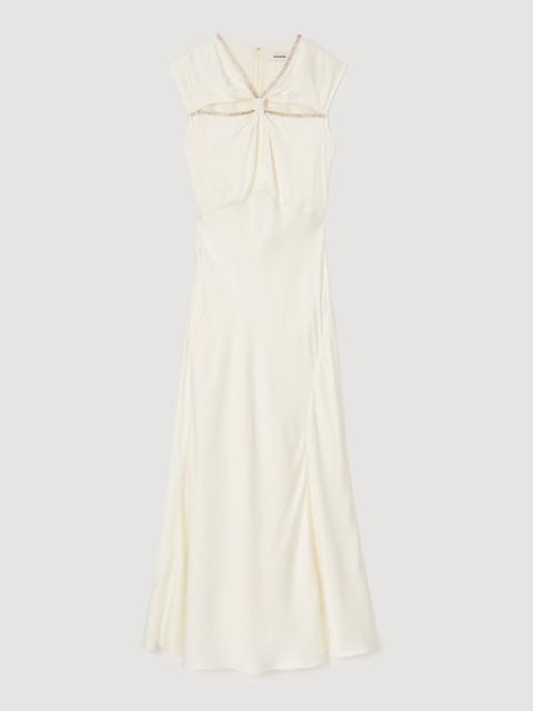 Sandro SATIN MAXI DRESS WITH RHINESTONES