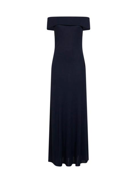 Alaïa Alaïa Women Blue Fluid Jersey Off-The-Shoulders Long Dress