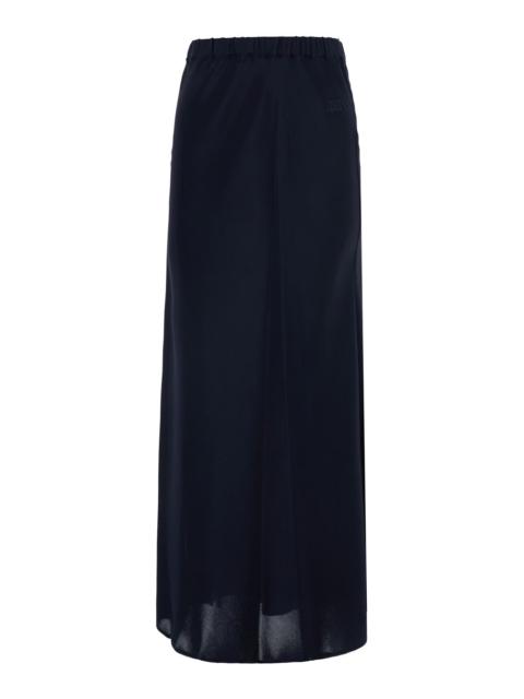 Max Mara Max Mara Women 'Sospiro' Blue Skirt With Logo Embroidery On The Front And Elasticated Waist In Silk 