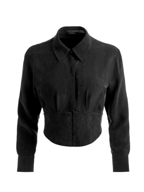 Alice + Olivia EDIE SEAMED CORSET BUTTON DOWN