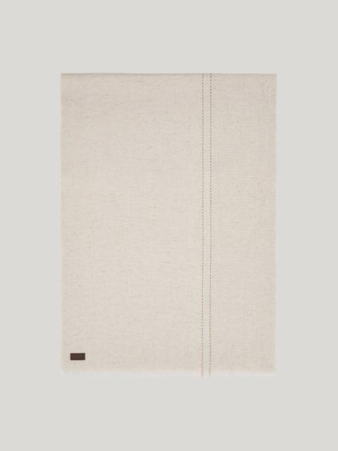 Canali BEIGE BUTTONED-EFFECT VIRGIN CASHMERE WOOL AND SILK SCARF