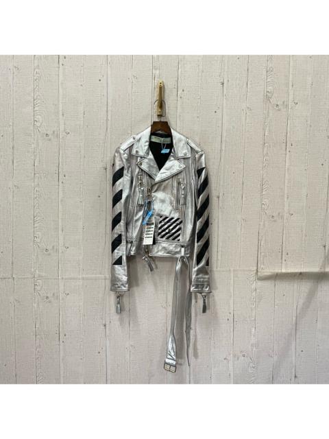 Off-White Off-white Silver Leather Jacket Lambskin