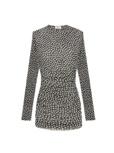 SAINT LAURENT Saint Laurent Womens Black Ruched Long Sleeve Dress