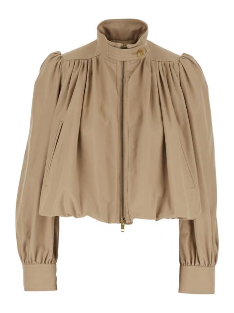 Chloé Chloé Women Beige Cropped Jacket With Gathered Shoulders In Cotton Woman