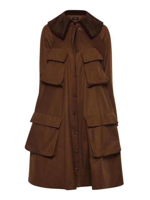 A.W.A.K.E. MODE Pocket-Detailed Long Flared Cotton Gabardine Trench Coat brown