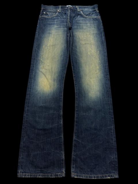 Vintage - 💥Sick 90s RWD Rusty MudWash Distress Ripped Dark Blue Jean