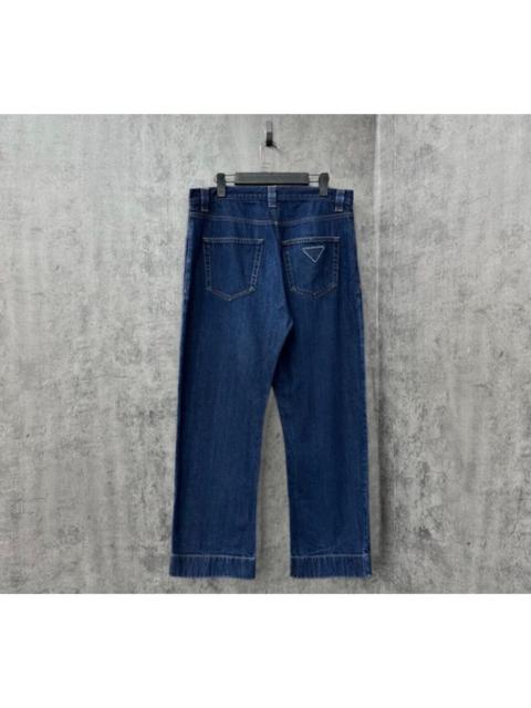 Prada Prada Triangle Logo Washed Denim Casual Trousers