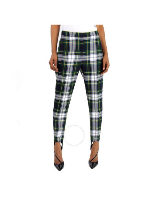 Burberry Burberry Tartan Wool High-waisted Stirrup Trousers In Ink Blue