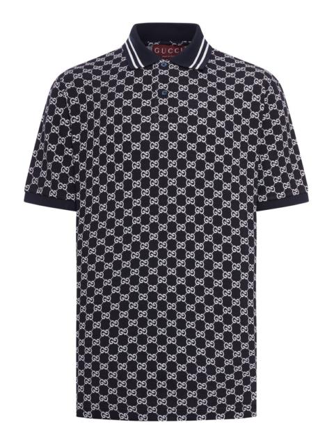 GUCCI Gucci Men Gg Jacquard Cotton Piquet Polo