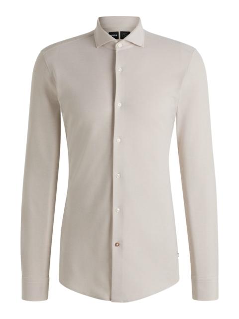 BOSS SLIM-FIT SHIRT IN COTTON-PIQUÉ JERSEY