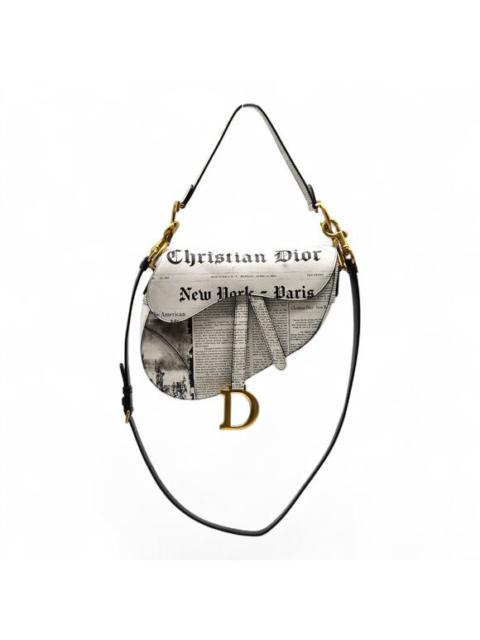 Christian Dior Saddle Bag Newspaper Print Limited Edition 2024 - White Black