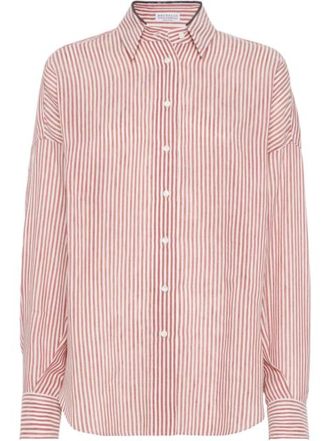 Brunello Cucinelli Women Striped Linen Shirt