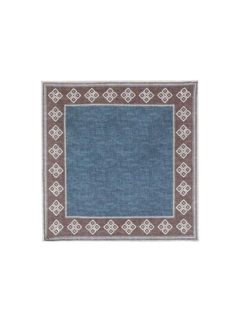 Brunello Cucinelli Brunello Cucinelli Men's Blue And Brown Patterned Pocket Square