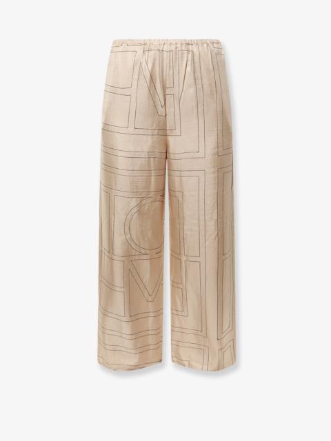 TOTEME Toteme Silk Trousers With Monogram Logo Embroidery