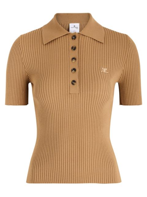 Courrèges Logo Ribbed-knit Polo Shirt