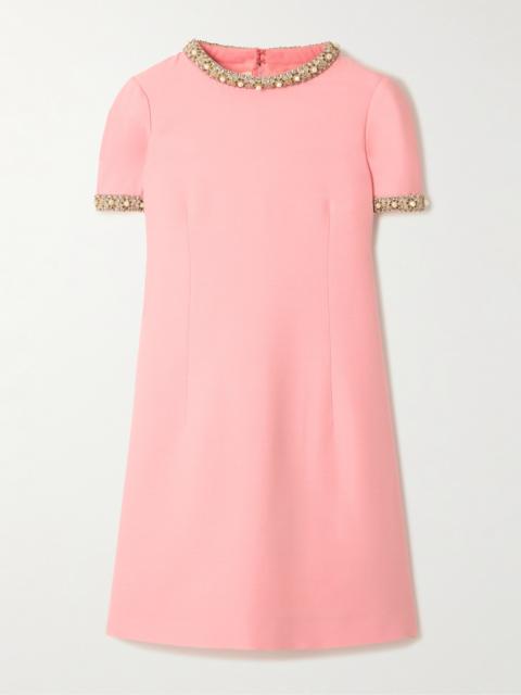 Valentino Embellished Wool And Silk-blend Crepe Mini Dress