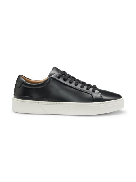 BOSS GARY LEATHER LOW-TOP TRAINERS WITH BRANDED LACE LOOP