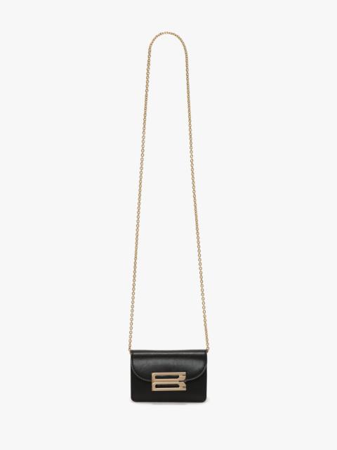 Victoria Beckham Micro Dorian Bag With Chain Strap In Black Smooth Leather