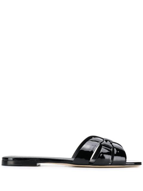 Saint Laurent Women Tribute Leather Flat Sandals
