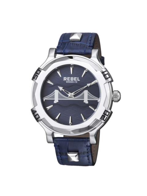 Other Designers Open Box - Rebel Brooklyn Bridge Blue Dial Blue Leather Men's Watch RB102-4041