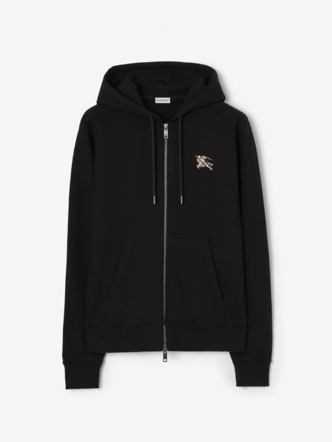 Burberry Check Knight Stamp Cotton Zip Hoodie
