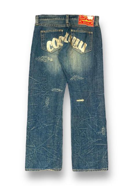 Other Designers Distressed Denim - JAPAN BRAND CO & LU WASHED DISTRESSED WITH WORDS BACKSIDE
