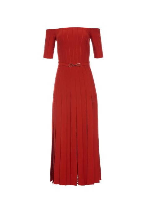 GABRIELA HEARST Kurt Knit Pleated Maxi Dress in Antelope Orange Merino Wool