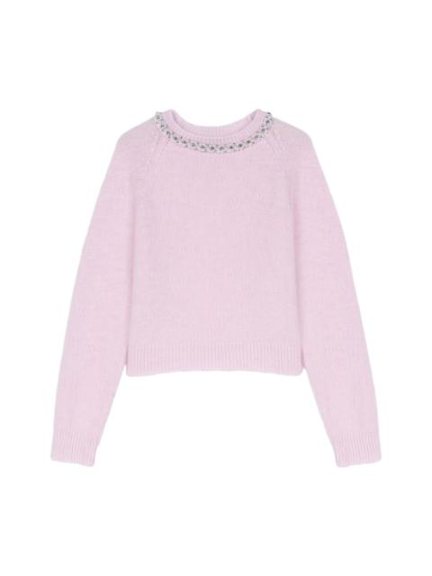 maje maje Removable jewel collar sweater in Pink at Nordstrom