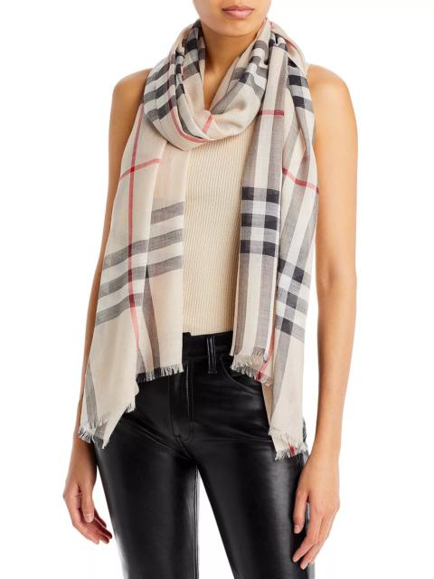 Burberry Lightweight Giant Check Wool & Silk Scarf