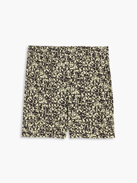 GANNI Printed crepe shorts