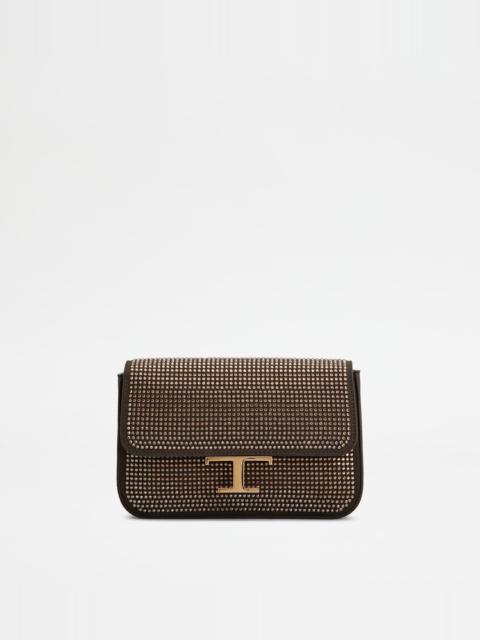 Tod's T TIMELESS FLAP BAG IN SUEDE MICRO - BROWN