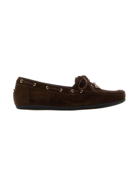 FERRAGAMO Dark Brown Suede Flippy Loafers