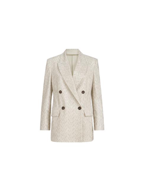 Brunello Cucinelli Brunello Cucinelli Dazzling chevron embroidery blazer in Beige at Nordstrom