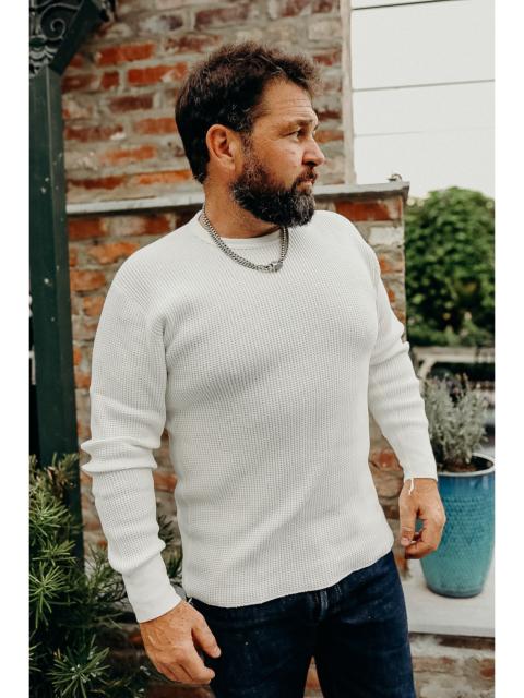 Iron Heart IHTL-1301-WHT 1301 WAFFLE KNIT LONG SLEEVED CREW NECK THERMAL TOP - WHITE