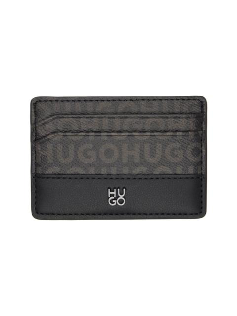 HUGO Black Stacked-Logo Card Holder