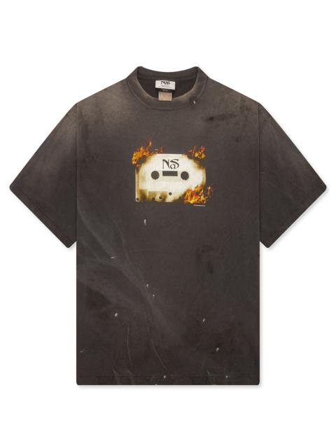 SAINT M×××××× SAINT M6 X NAS RADIO TAPE ON FIRE S/S TEE - BLACK